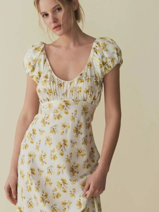 Doen Dresses & Skirts - DOEN FLORENCIA DRESS IN GOLD FROLICKING FLORAL XXL